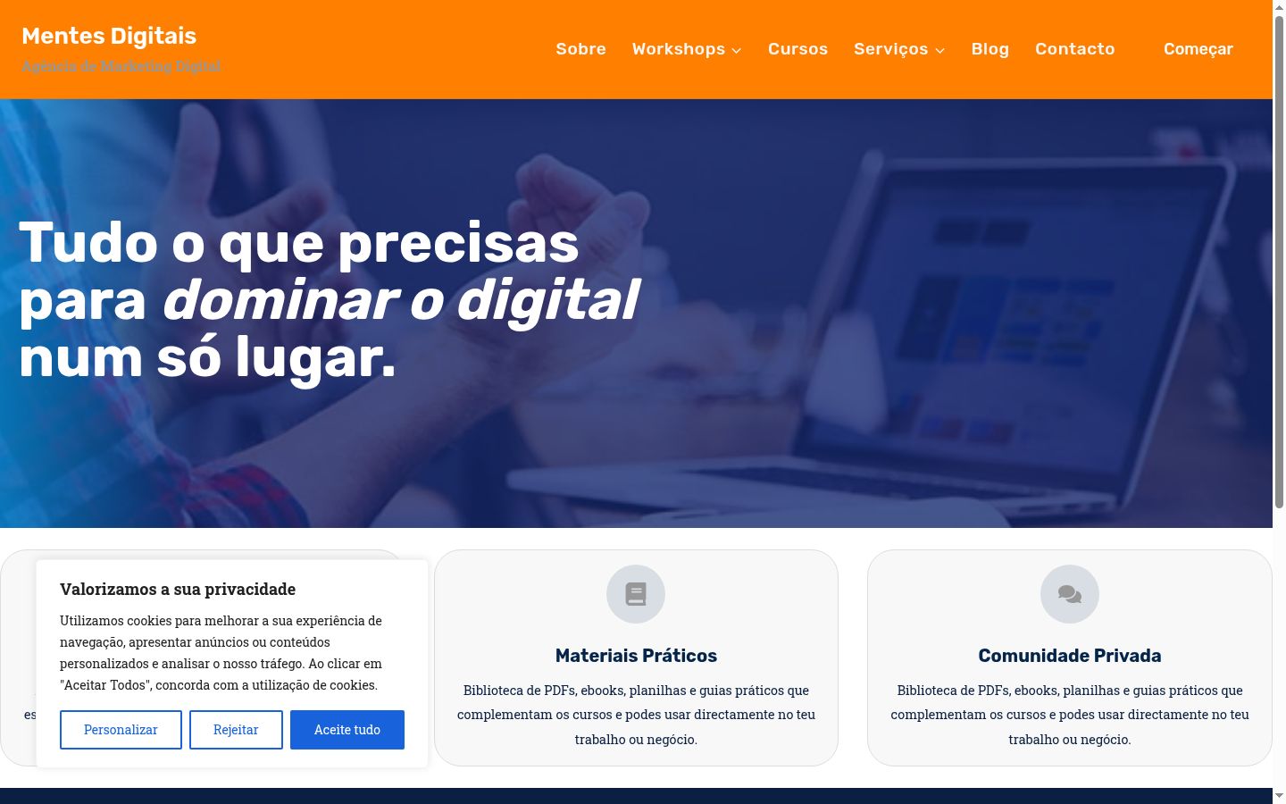 Screenshot del banner di consenso mostrato prima di qualsiasi interazione