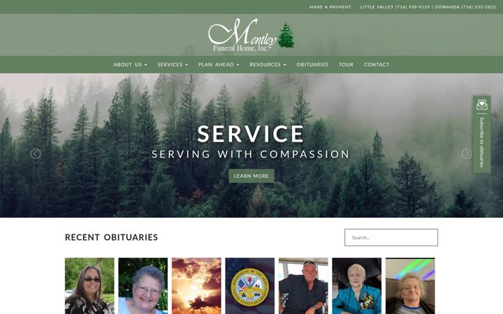 Screenshot of mentleyfuneralhome.com