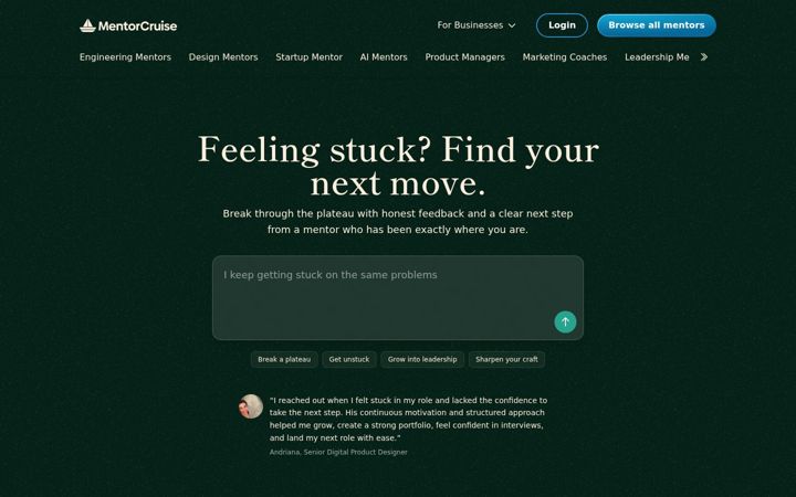 Screenshot of mentorcruise.com