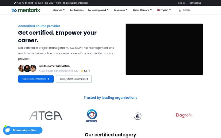 Screenshot of mentorixlearning.com
