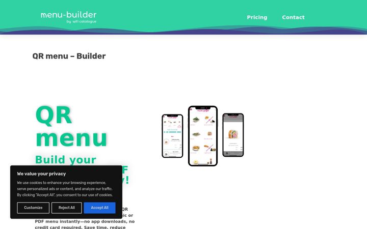Screenshot of menu-builder.com