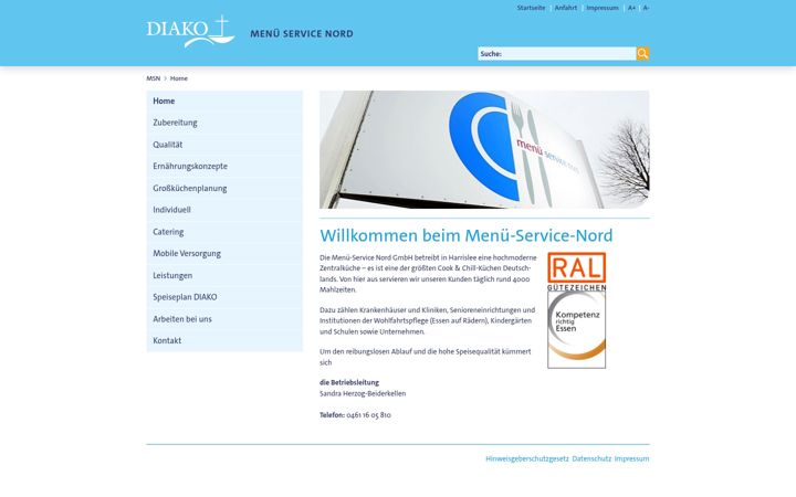 Snímek obrazovky menueservice-nord.de