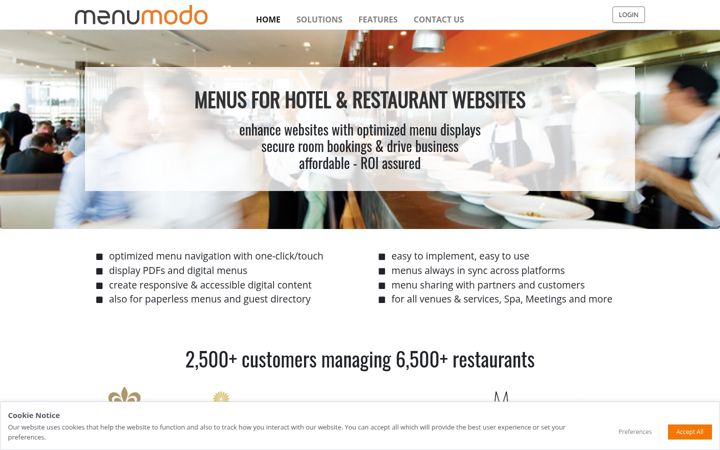 Screenshot of menumodo.com