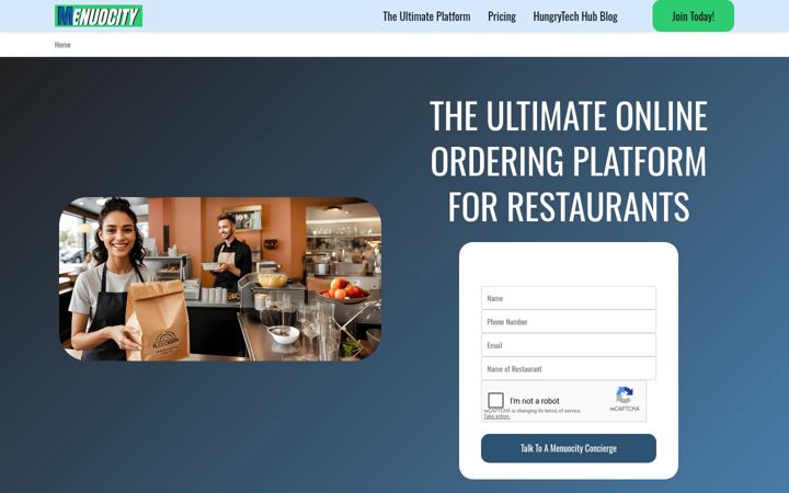 Screenshot of menuocity.com