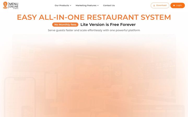 Screenshot of menuonline.com