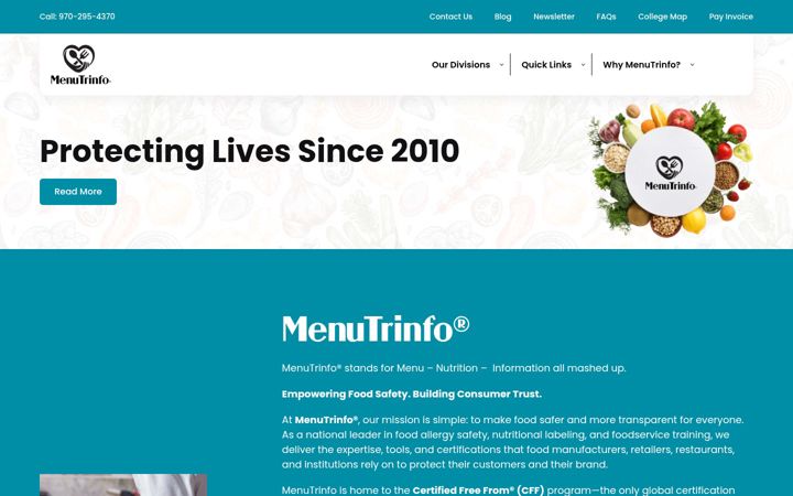 Screenshot of menutrinfo.com