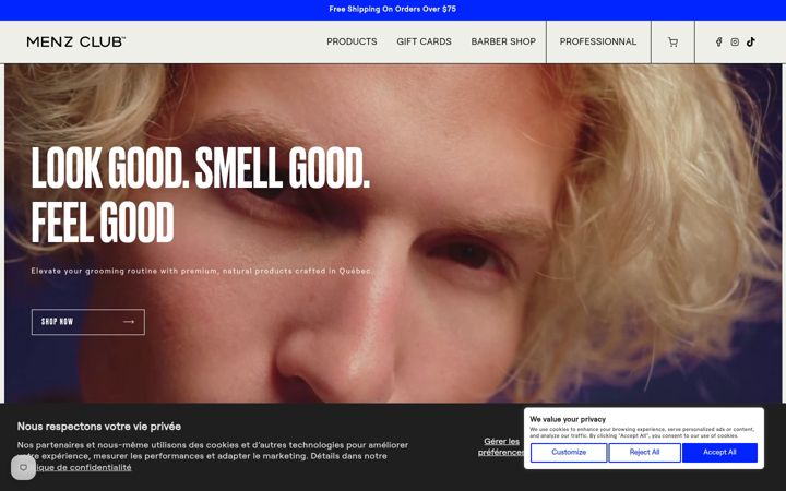 Screenshot of menzclub-products.com