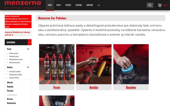 Snímek obrazovky menzerna.sk