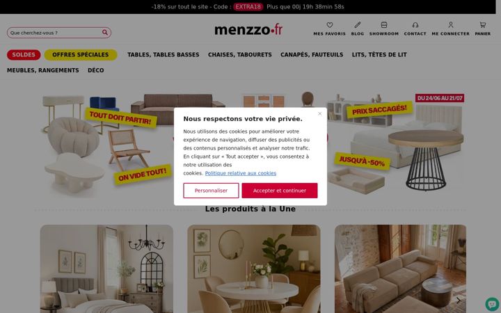 Screenshot of menzzo.fr