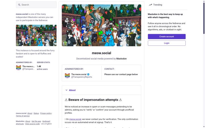 Screenshot of meow.social