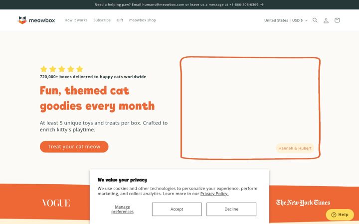 Screenshot of meowbox.com