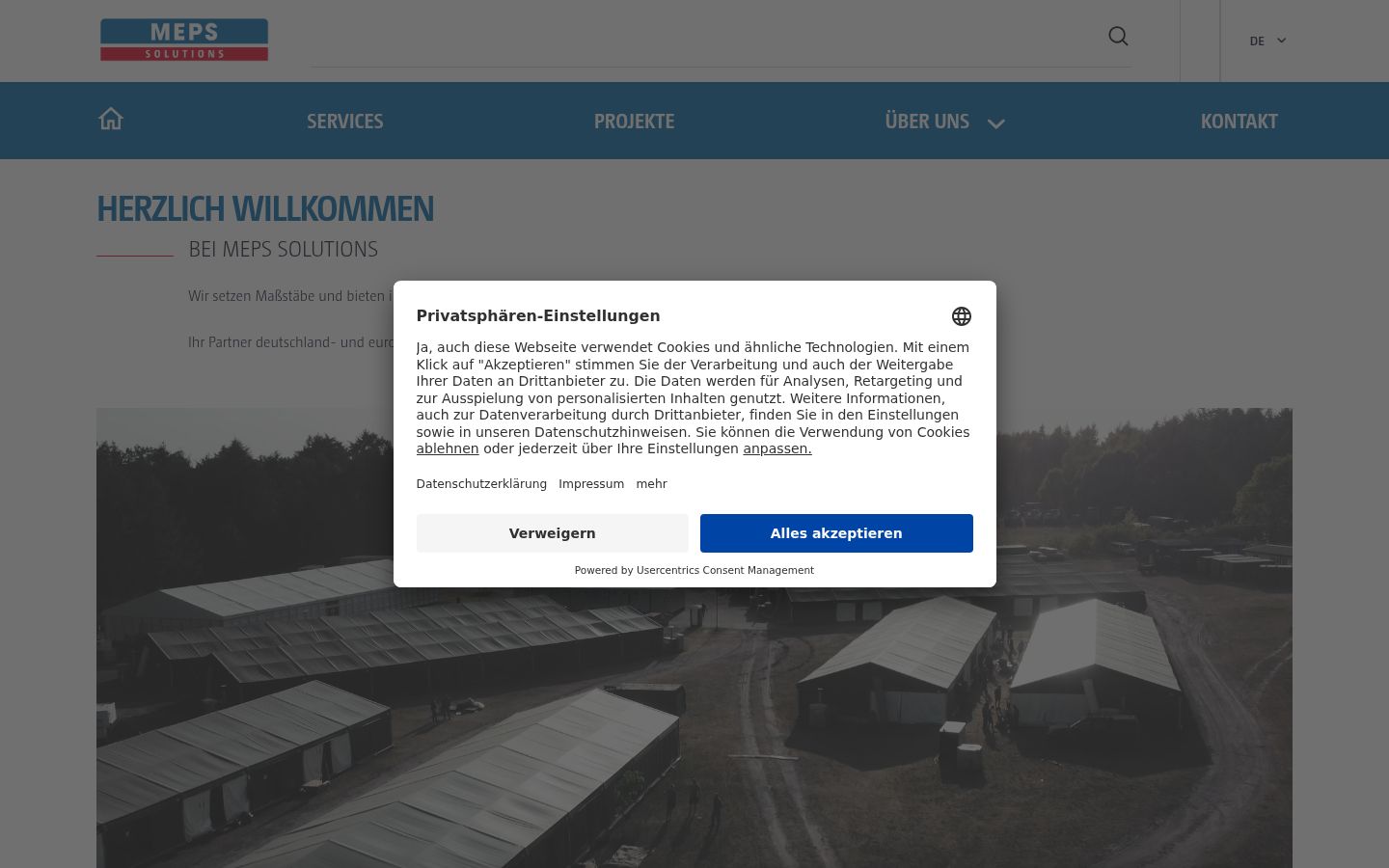 Screenshot des Einwilligungsbanners vor jeglicher Interaktion
