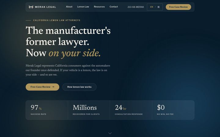 Screenshot of meraklegal.com