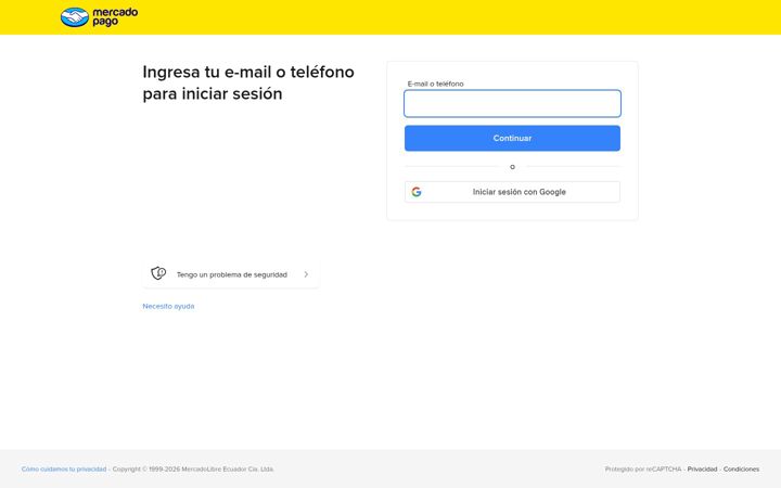 Screenshot of mercadopago.com.ec