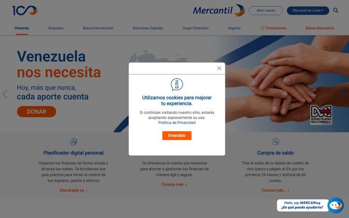 Screenshot of mercantilbanco.com.pa