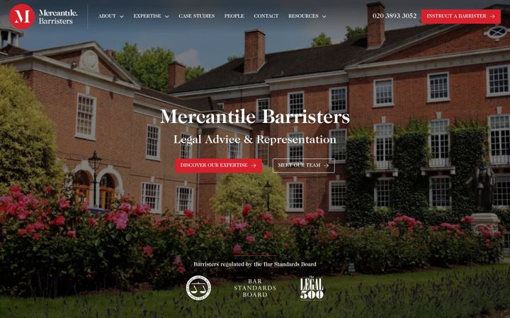 Screenshot of mercantilebarristers.com