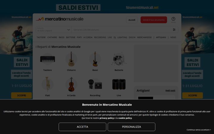 Screenshot of mercatinomusicale.com