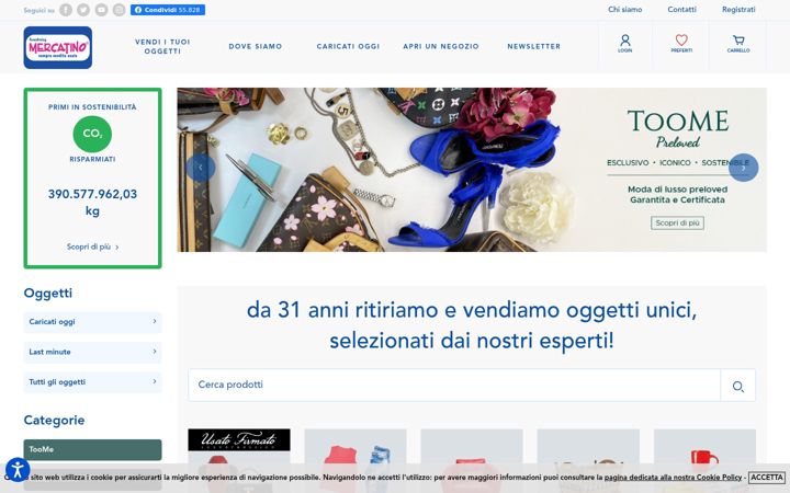 Screenshot of mercatinousato.com
