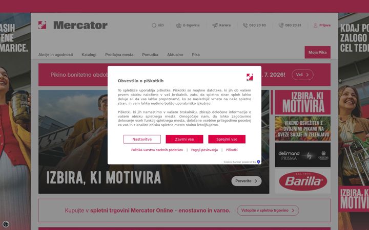 Capture d'écran de mercator.si