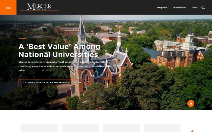 Screenshot of mercer.edu