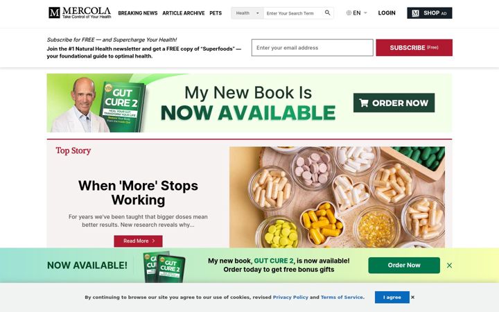 Screenshot of mercola.com