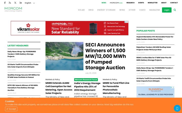 Screenshot of mercomindia.com