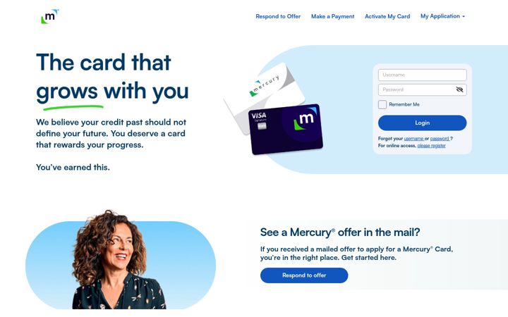 Screenshot of mercurycards.com