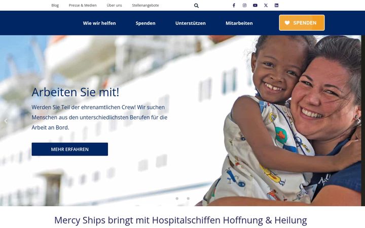 Captura de ecrã de mercyships.de