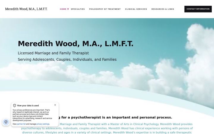 Screenshot of meredithwoodtherapist.com