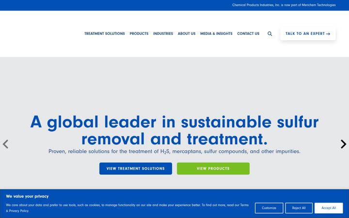 Screenshot of merichemtech.com