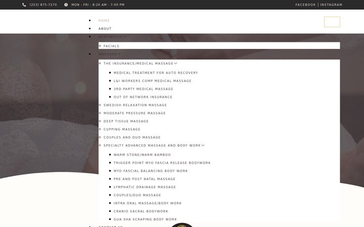 Screenshot of meridianavemassage.com