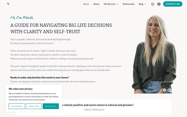 Screenshot of merilitornqvist.com