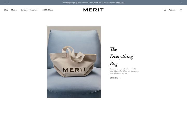 Screenshot of meritbeauty.com