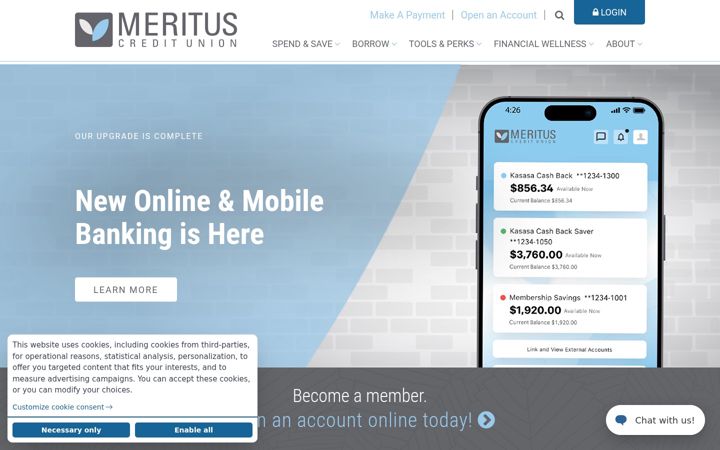 Screenshot of merituscu.net