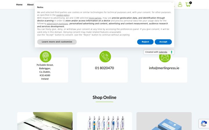 Screenshot of merlinpress.ie