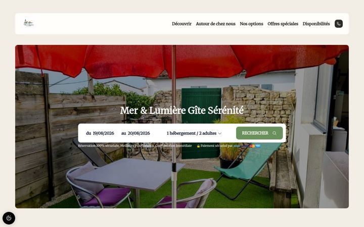 Screenshot of merlumieregiteserenite.com