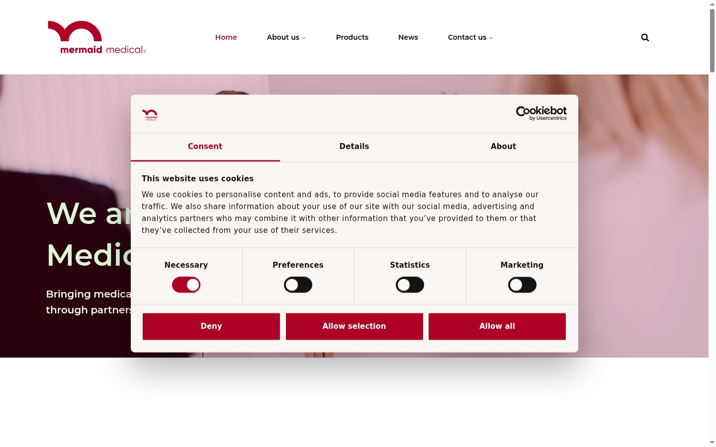 Screenshot del banner di consenso mostrato prima di qualsiasi interazione