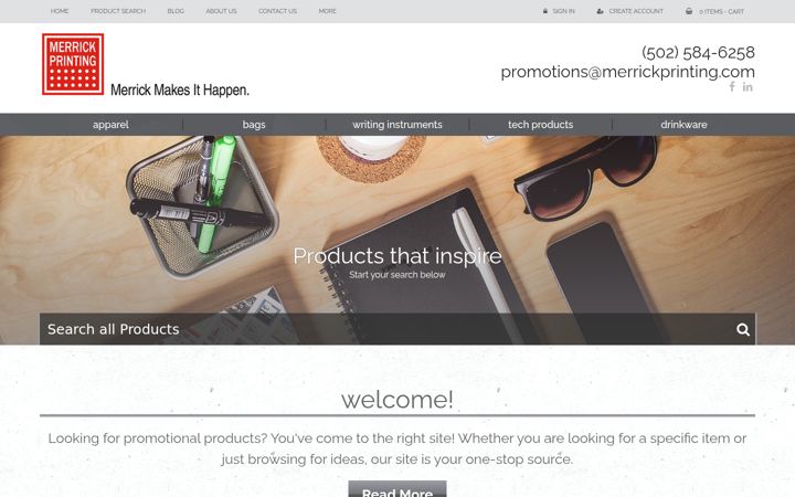 Screenshot of merrickpromotions.com