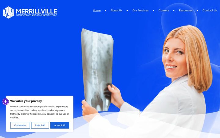 Screenshot of merrillvilleorthopedics.com