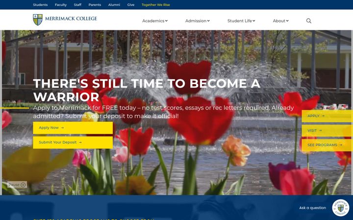 Screenshot of merrimack.edu