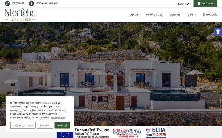 Screenshot of mertelialuxuryvillas.com