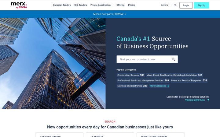 Screenshot of merx.com