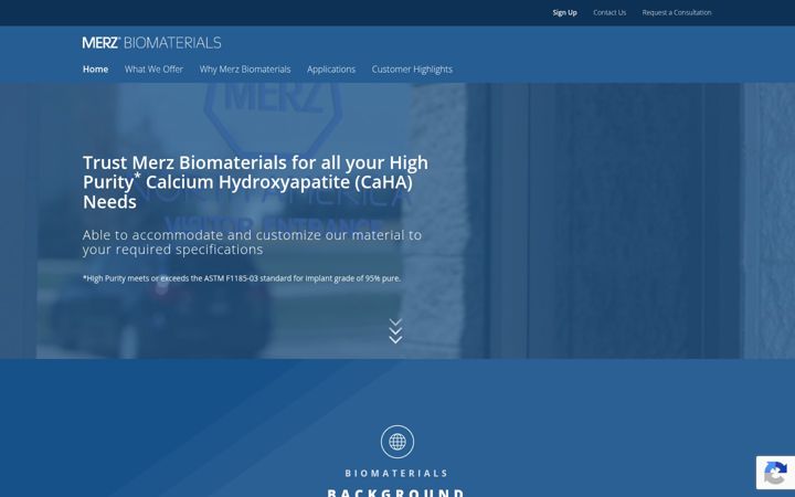 Screenshot of merzbiomaterials.com