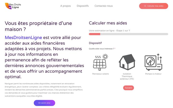 Screenshot of mes-droits-enligne.com