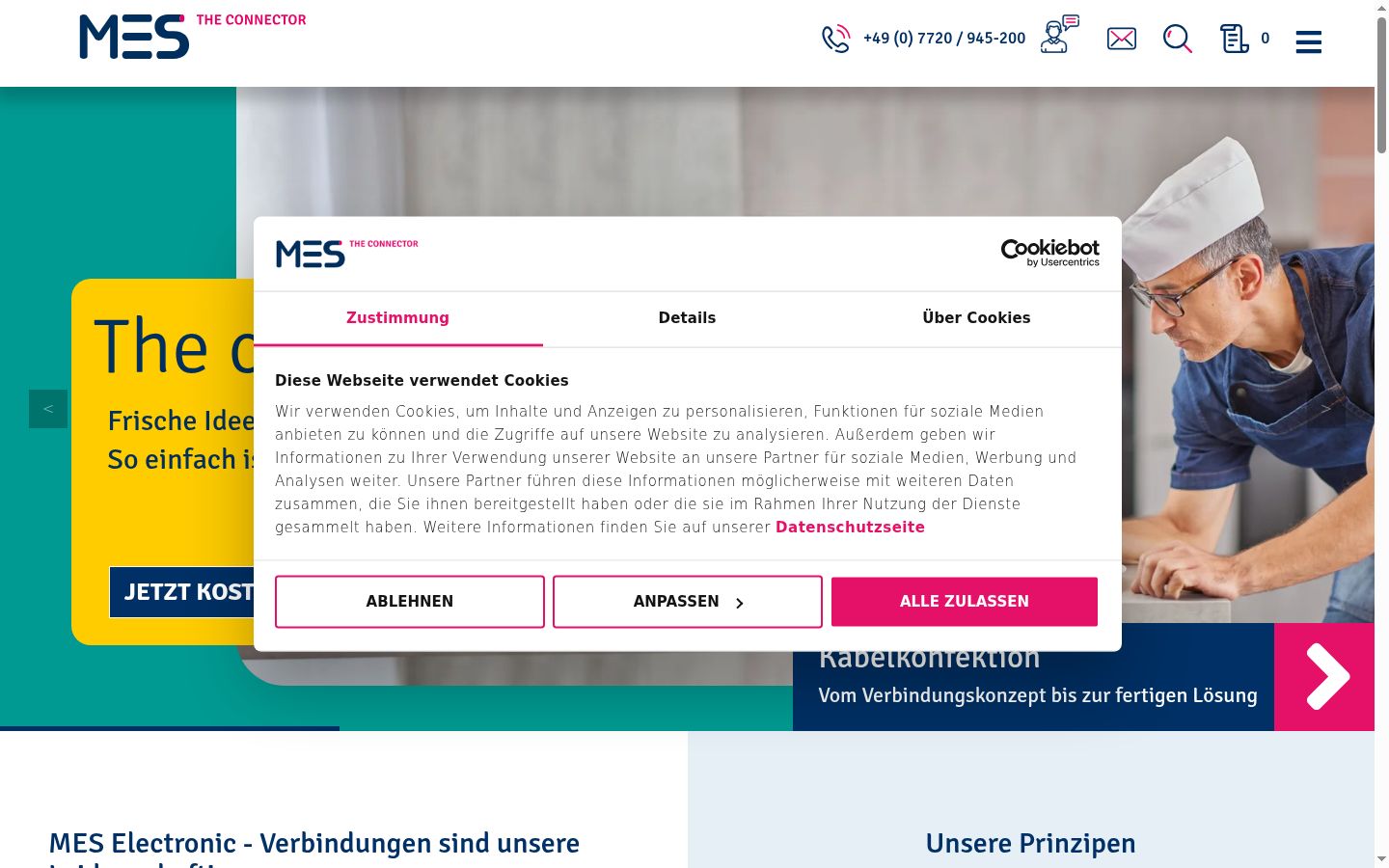 Screenshot des Einwilligungsbanners vor jeglicher Interaktion