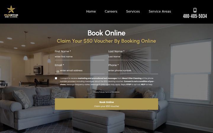 Screenshot of mesa5starcleaning.com