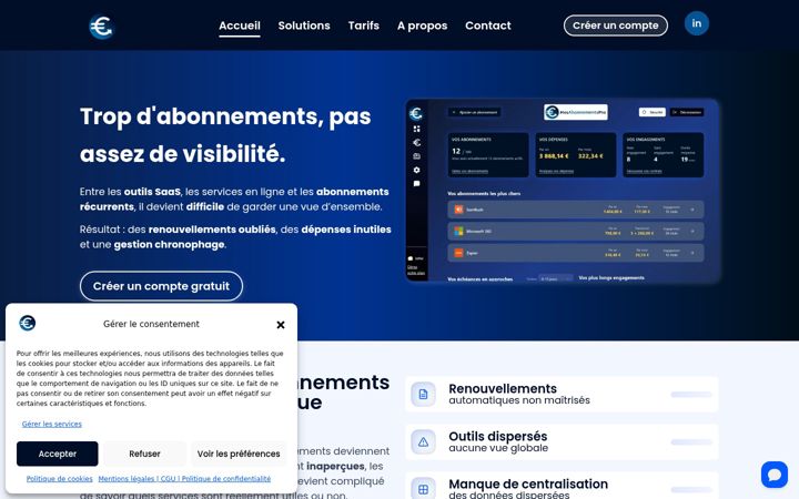 Screenshot of mesabonnementspro.com