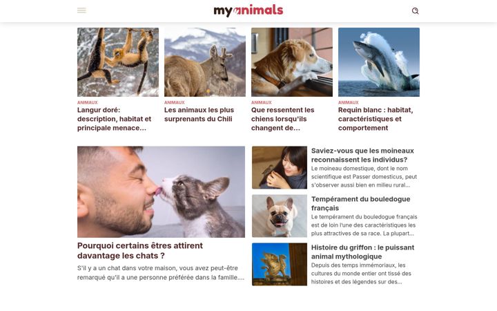 Screenshot of mesanimaux.com