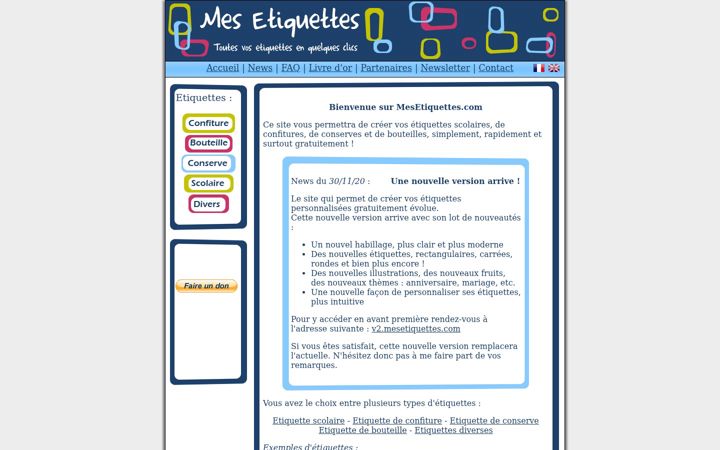 Screenshot of mesetiquettes.com