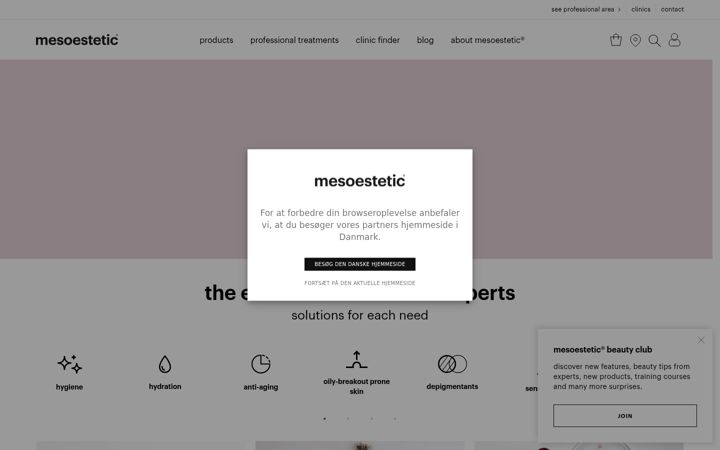 Screenshot of mesoestetic.co.uk